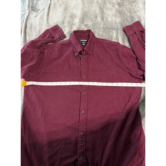Lands' End Men Size Large‎ 16-16 1/2 Flannel Button Shirt Burgundy Long Sleeve - Picture 6 of 7